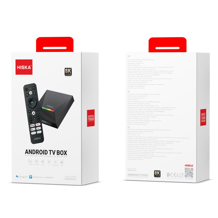 اندروید باکس هیسکا مدل A12 با اندروید 12 و پردازنده چهار هستهای