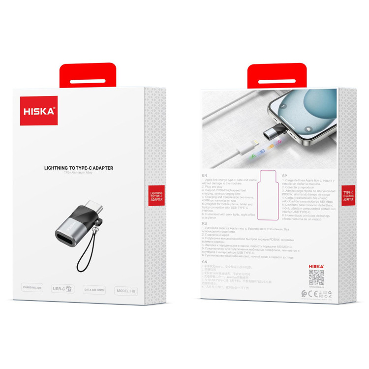 تصویر مبدل Lightning به Type-C هیسکا مدل H8 با طراحی فشرده و بدنه مقاوم