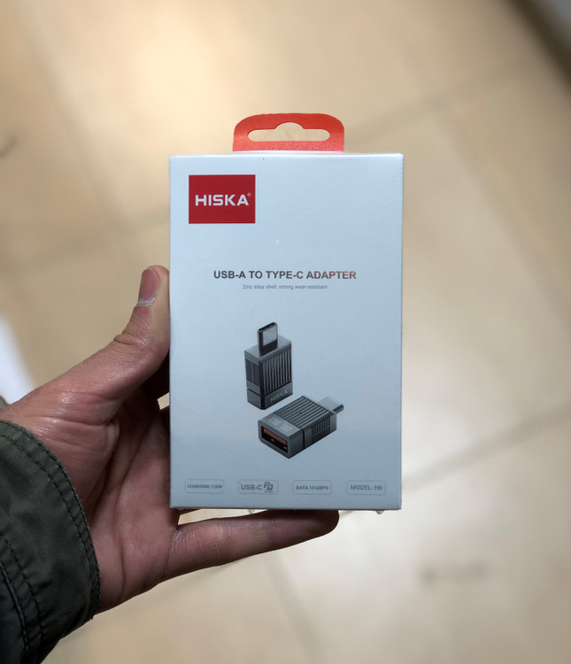 تصویر مبدل USB 3.0 به Type-C هیسکا مدل H6 با بدنه فلزی و طراحی فشرده