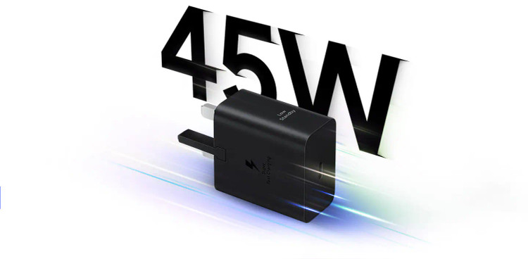 تصویر شارژر دیواری سامسونگ EP-TA845 توان ۴۵ وات، نسخه اروپا با پورت USB-C و سهشاخه