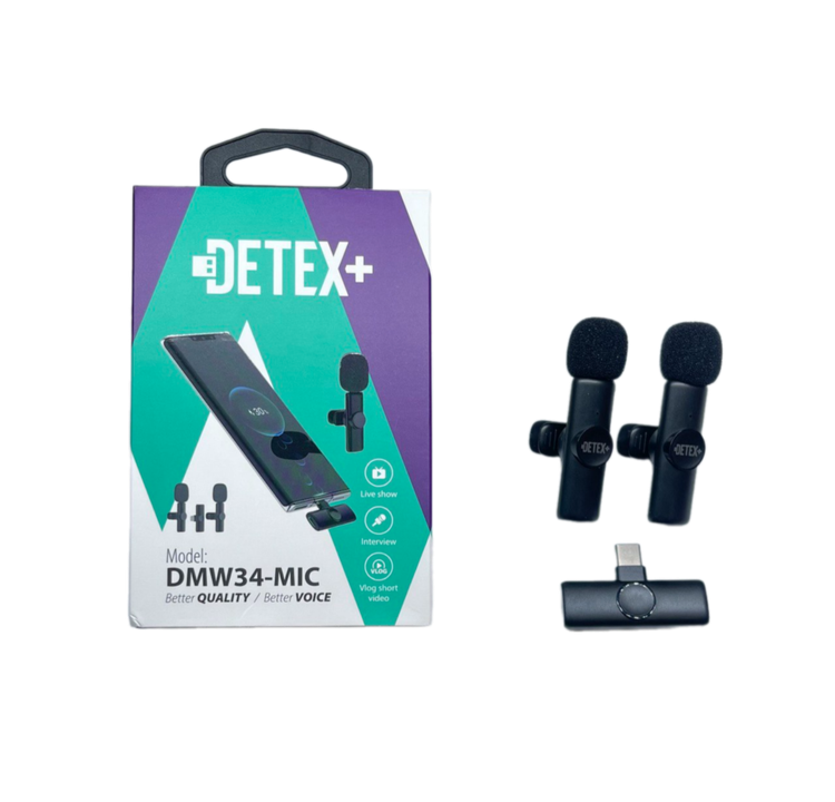 میکروفن بی سیم یقه ای دیتکس+ مدل DETEX+ DMW-34 2MIC