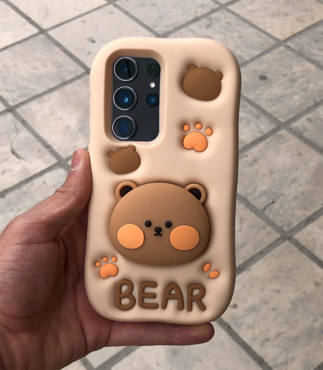 قاب فانتزی عروسکی خرسی مدل Bear سیلیکونی با استند نگهدارنده