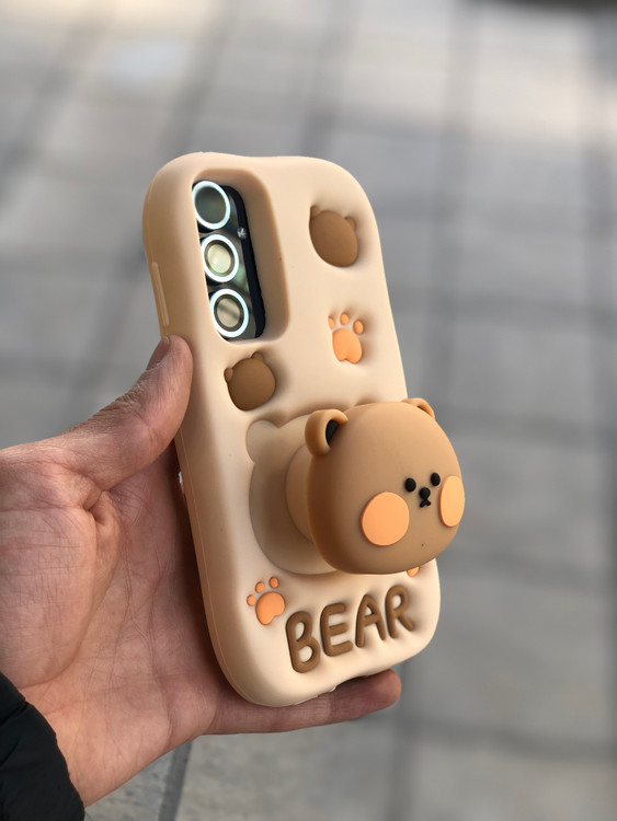 قاب فانتزی عروسکی خرسی مدل Bear سیلیکونی با استند نگهدارنده