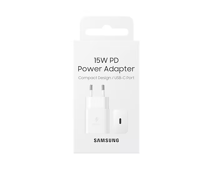 تصویر شارژر دیواری سامسونگ مدل EP-T1510 دو شاخه سفید – Samsung 15W Wall Charger
