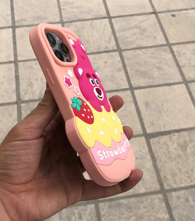 قاب فانتزی عروسکی سیلیکونی خرس توت فرنگی Strawberry Bear