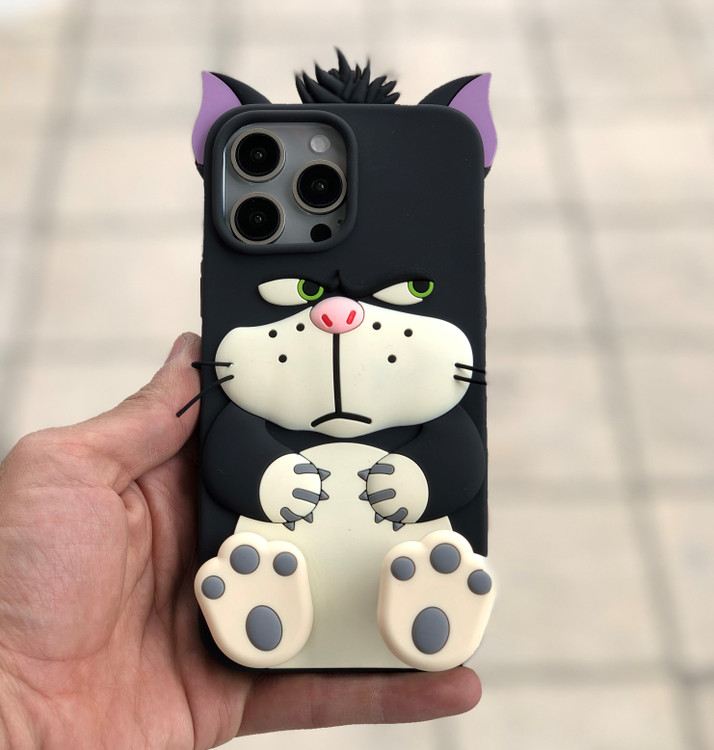 قاب فانتزی سیلیکونی عروسکی Angry Cat گربه عصبانی با استند