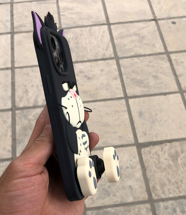 قاب فانتزی سیلیکونی عروسکی Angry Cat گربه عصبانی با استند